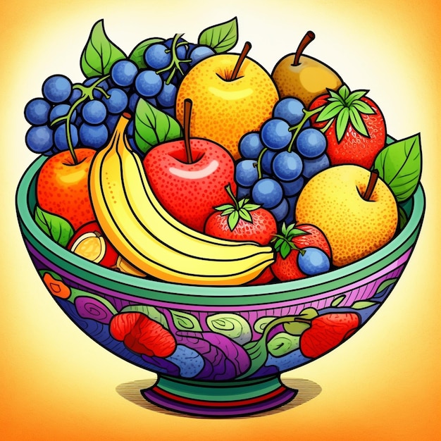 Photo there is a bowl of fruit with a variety of fruits in it generative ai