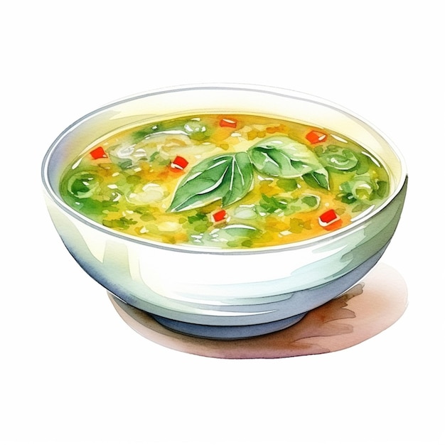 Photo there is a bowl of soup with vegetables and herbs in it generative ai