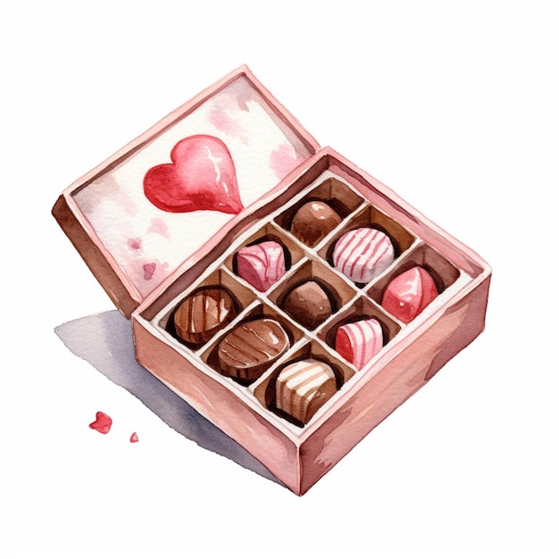 There is a box of chocolates with a heart in it generative ai