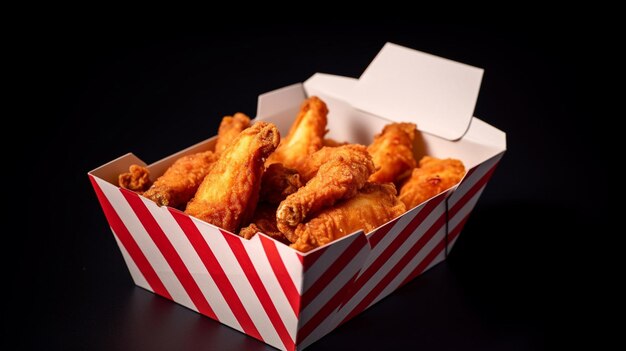 Photo there is a box of fried chicken wings in it generative ai