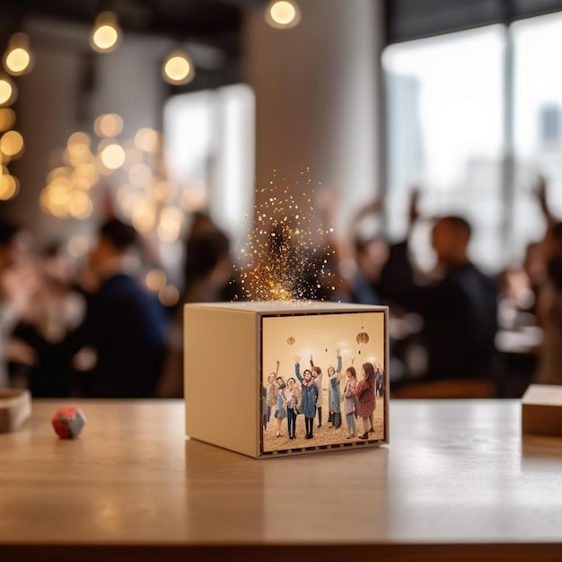 There is a box with a picture of people on it generative ai