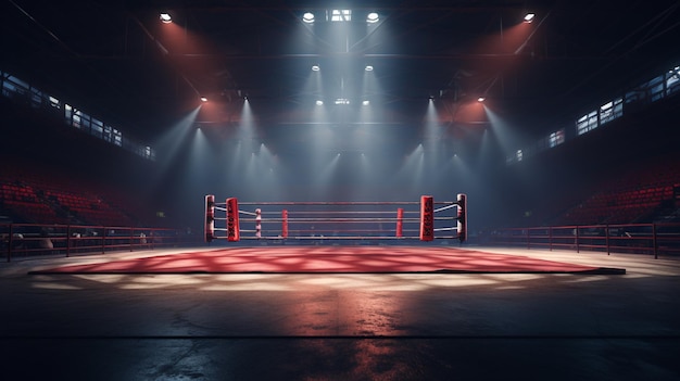 There is a boxing ring with a red ring in the middle generative ai