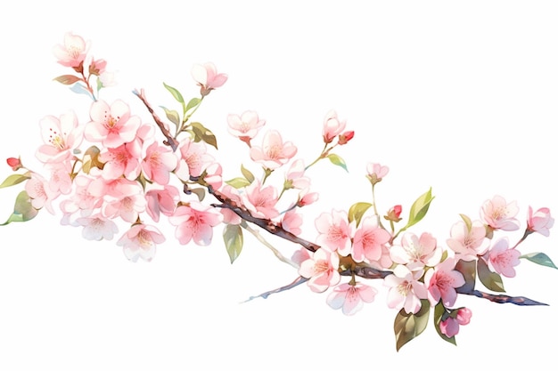 There is a branch of a cherry tree with pink flowers generative ai