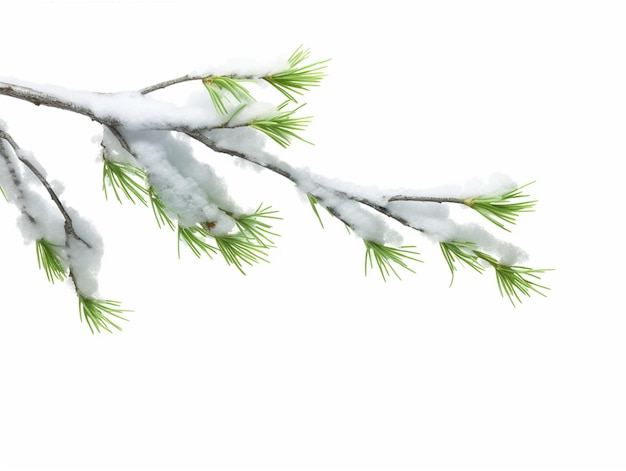 there is a branch of a pine tree covered in snow generative ai