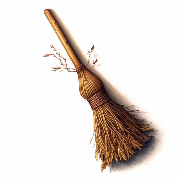 Photo there is a broom with a stick on it on a white surface generative ai