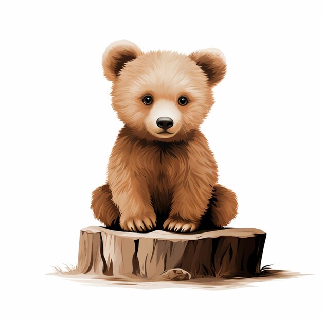 Foto c'è un orso marrone seduto su un tronco di albero generativo ai