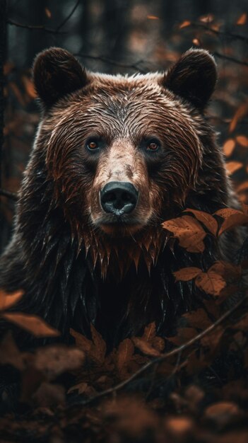 There is a brown bear that is standing in the woods generative ai