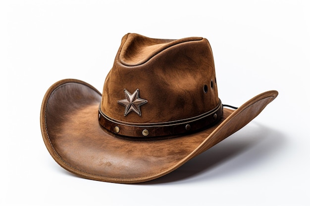 Photo there is a brown cowboy hat with a star on it generative ai