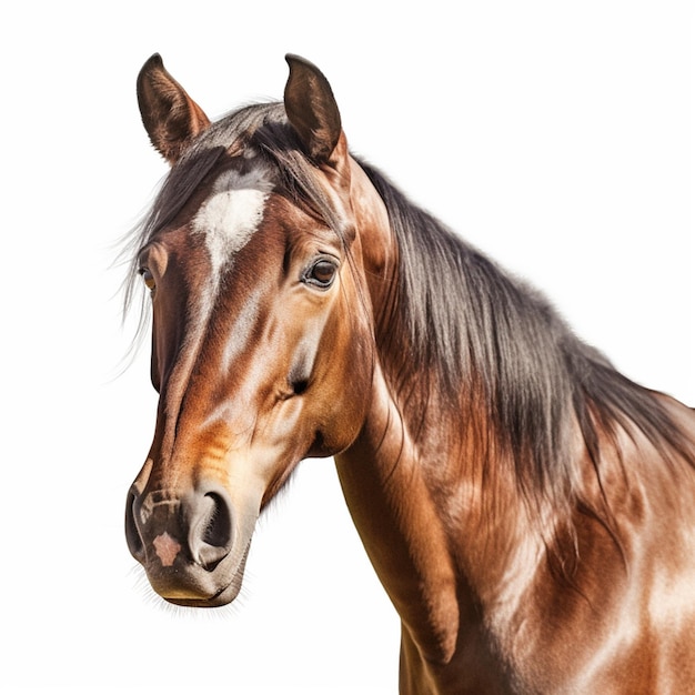 Photo there is a brown horse with a white spot on its face generative ai