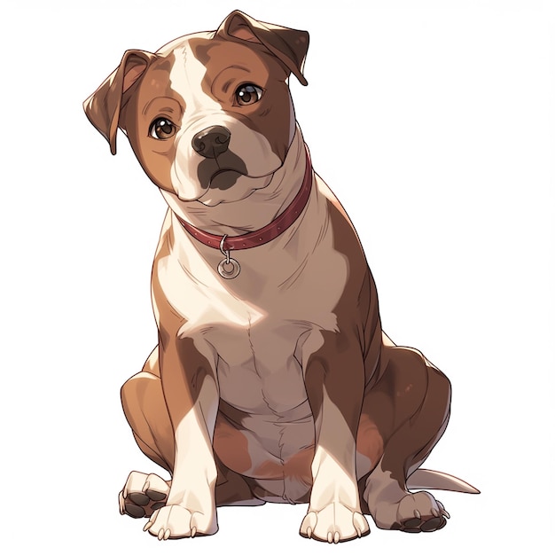 there is a brown and white dog sitting on the ground generative ai