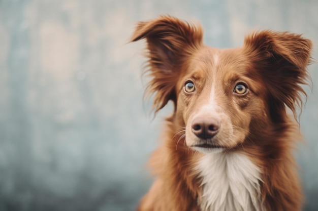 there is a brown and white dog with a long hair generative ai