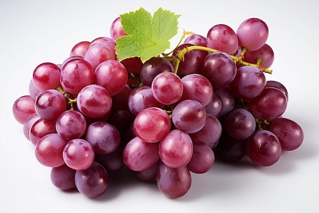 There is a bunch of grapes that are on a white surface generative ai