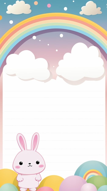 there is a bunny standing in the grass with a rainbow in the background generative ai