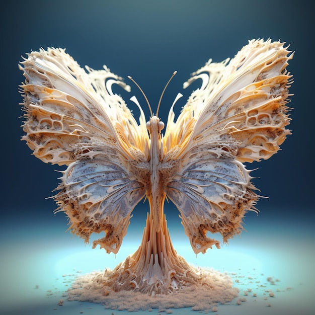 Photo there is a butterfly made of paper on a blue surface generative ai