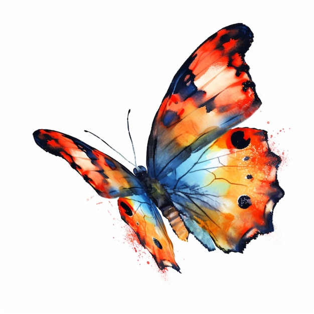 There is a butterfly that is painted with watercolors on it generative ai