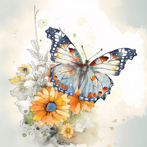 there is a butterfly that is sitting on a flower generative ai