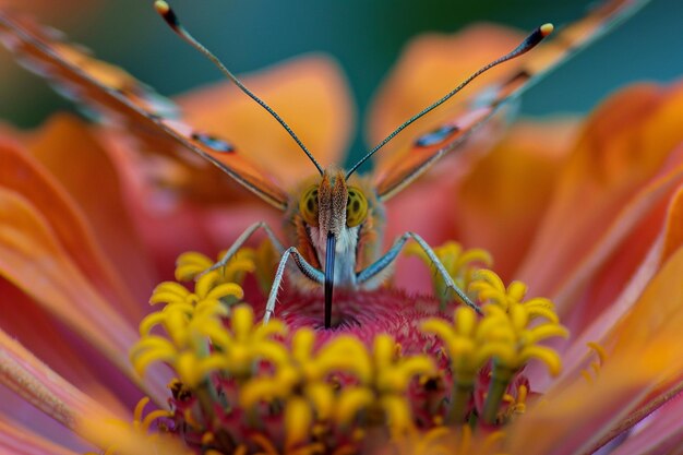 Photo there is a butterfly that is sitting on a flower generative ai