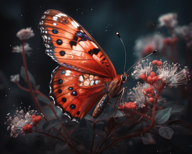 There is a butterfly that is sitting on a flower generative ai