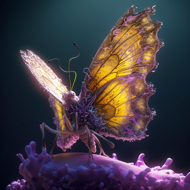 There is a butterfly that is sitting on a flower generative ai