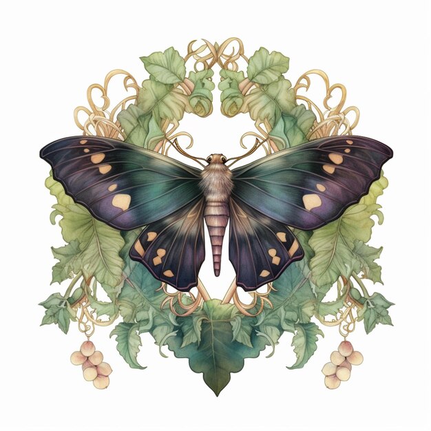 There is a butterfly that is sitting on a leaf generative ai