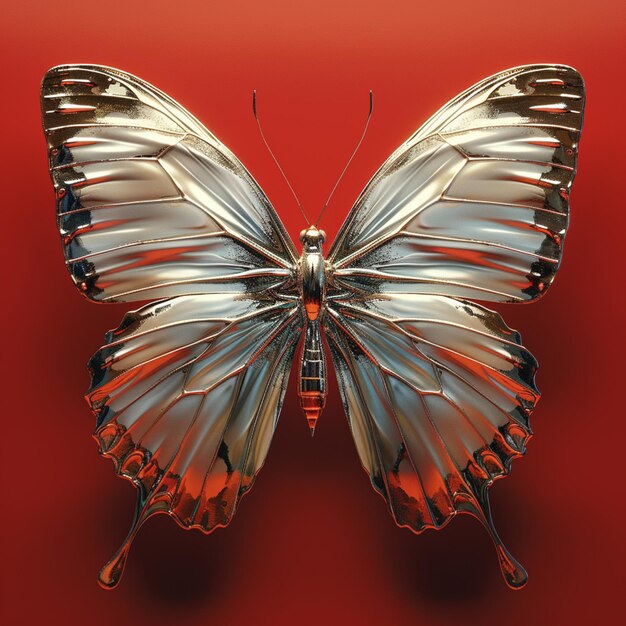 there is a butterfly that is sitting on a red surface generative ai