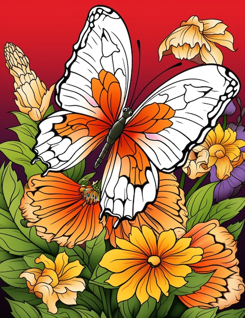 There is a butterfly that is sitting on some flowers generative ai