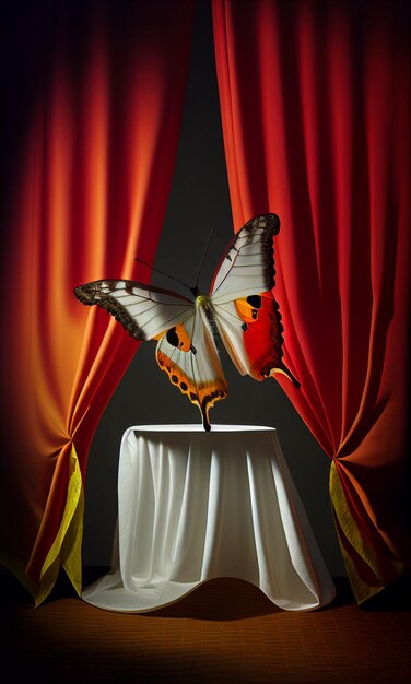 there is a butterfly that is sitting on a table generative ai