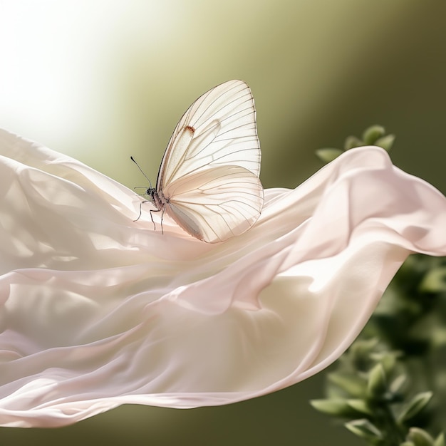 There is a butterfly that is sitting on a white cloth generative ai