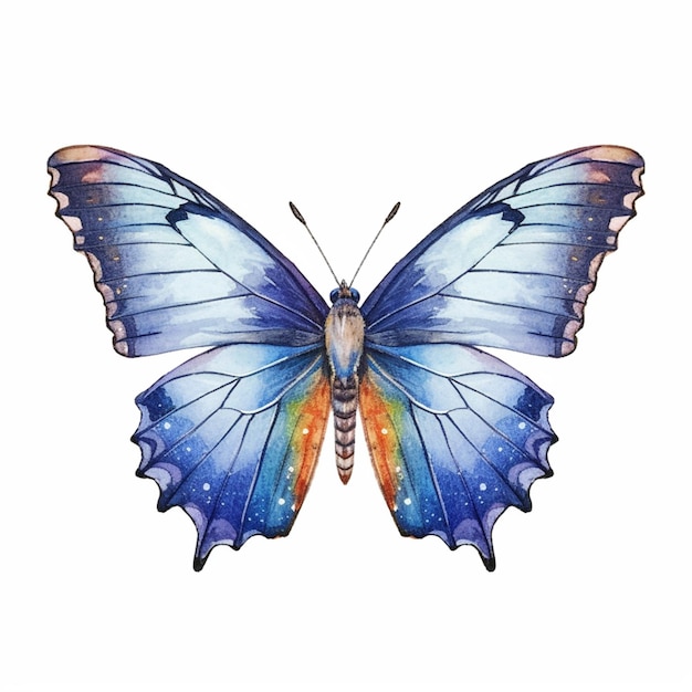 There is a butterfly with a blue wing and a yellow tail generative ai