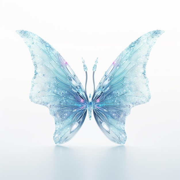 there is a butterfly with blue wings and a pink flower generative ai