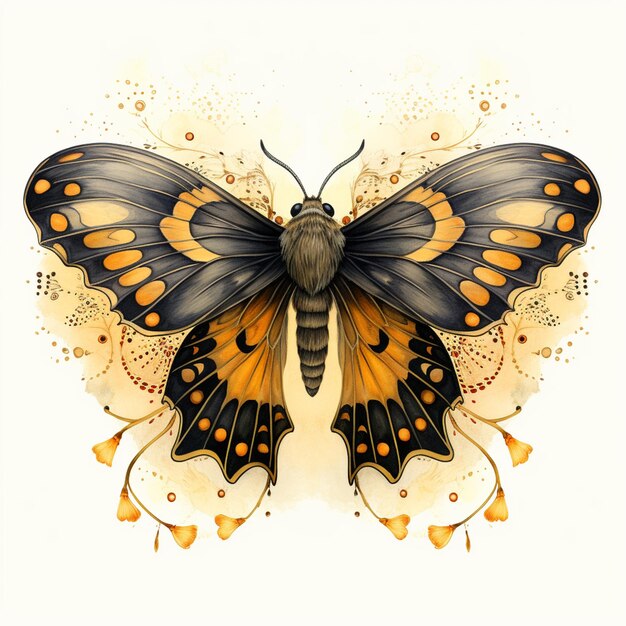 there is a butterfly with orange spots on its wings generative ai