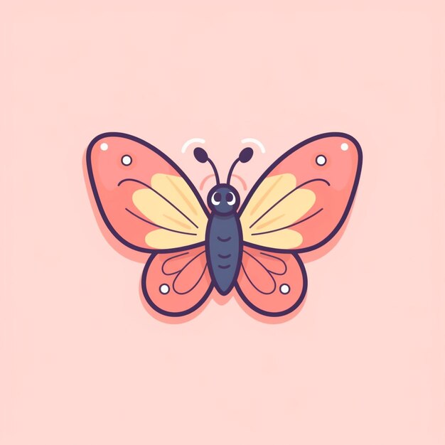 Photo there is a butterfly with a pink body and yellow wings generative ai