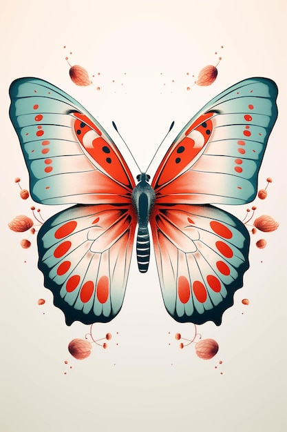 There is a butterfly with red spots on its wings generative ai