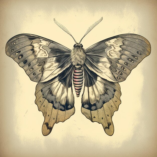 There is a butterfly with a striped body and wings generative ai