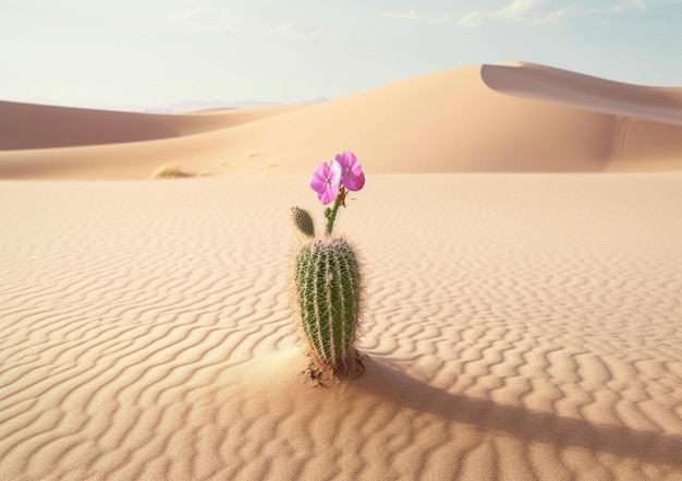 砂生成AIから生えているサボテンの植物があります