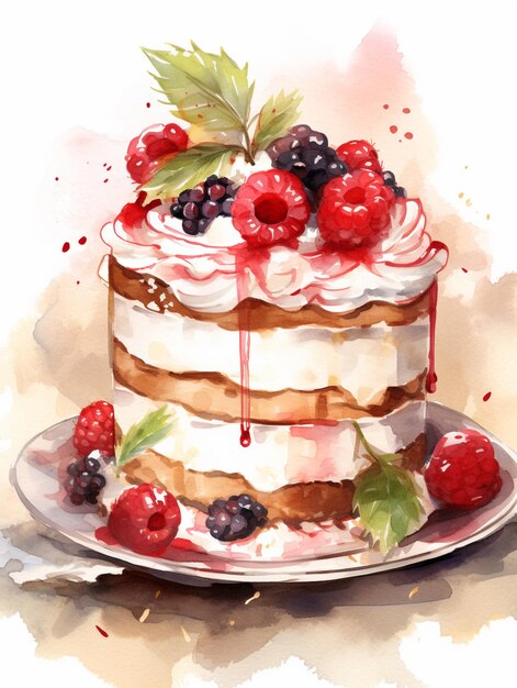 есть торт с ягодами на вершине на тарелке генеративный аи