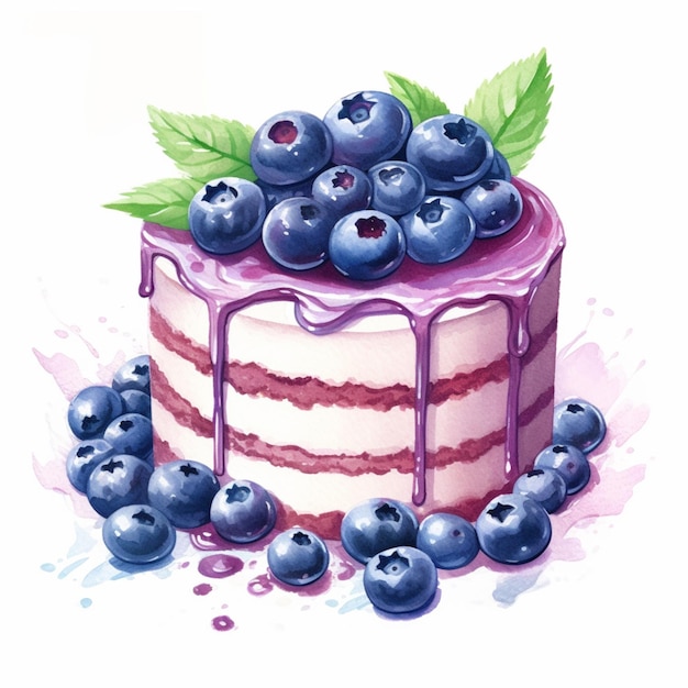 there is a cake with blueberries on top of it generative ai