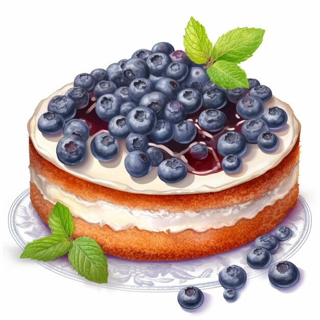 Photo there is a cake with blueberries on top of it generative ai