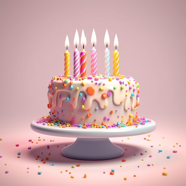 there is a cake with candles on it with confetti sprinkles generative ai