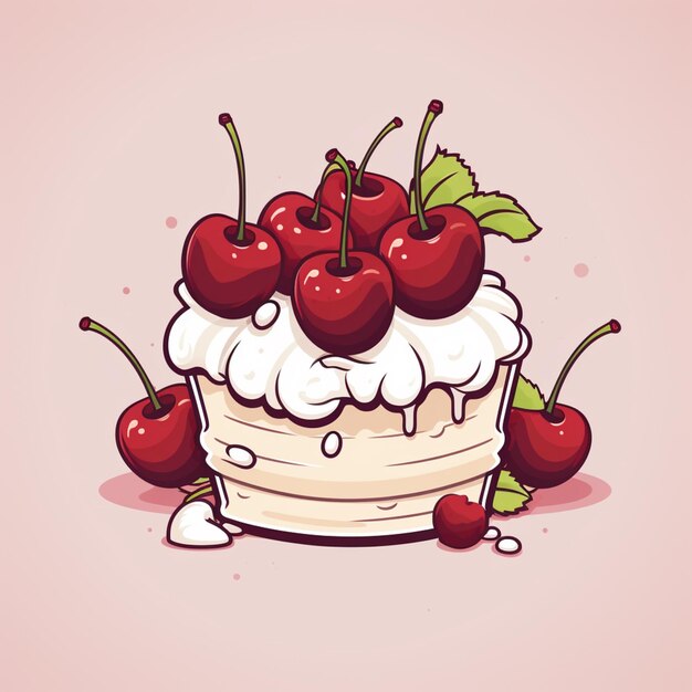 Photo there is a cake with cherries on top of it generative ai