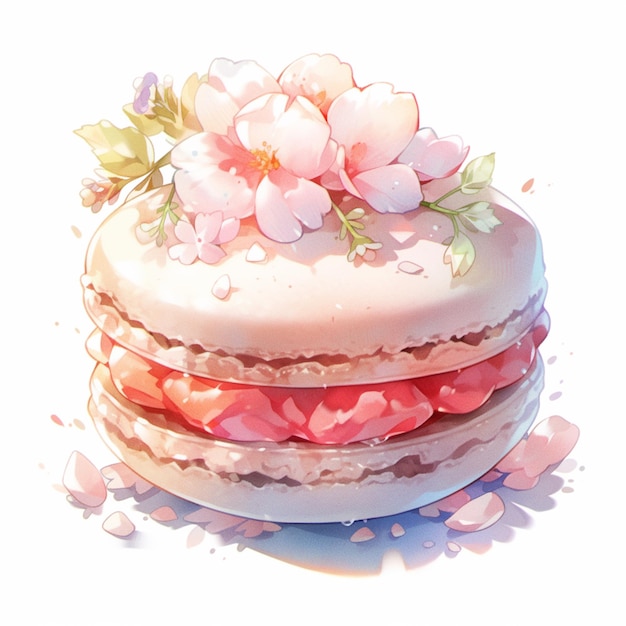 there is a cake with flowers on top of it generative ai