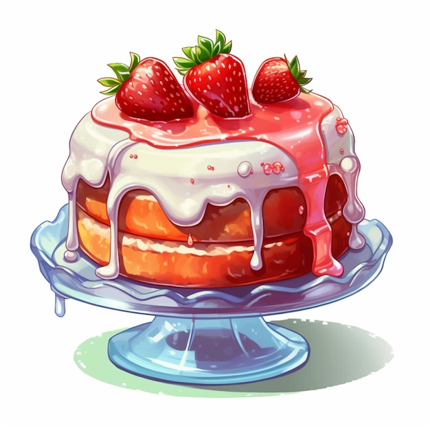 There is a cake with strawberrys on top of it on a plate generative ai