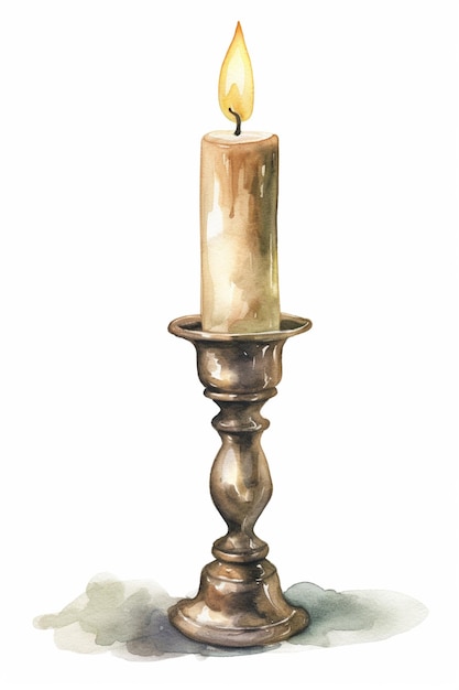 There is a candle that is lit on a small candle holder generative ai