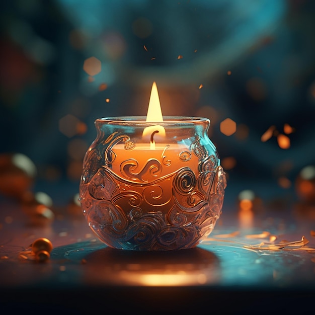 There is a candle that is lit on a table generative ai