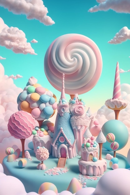 There is a candy land with a castle and a lot of candy generative ai