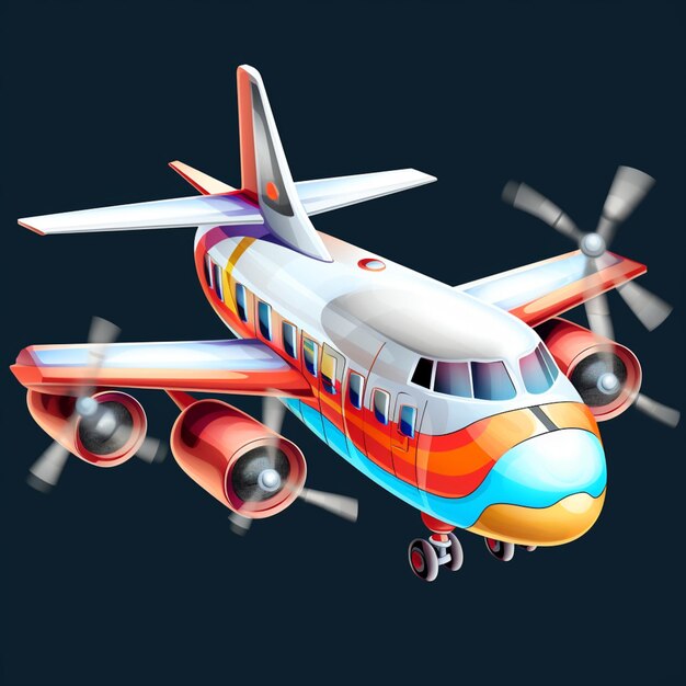 There is a cartoon airplane that is flying in the air generative ai