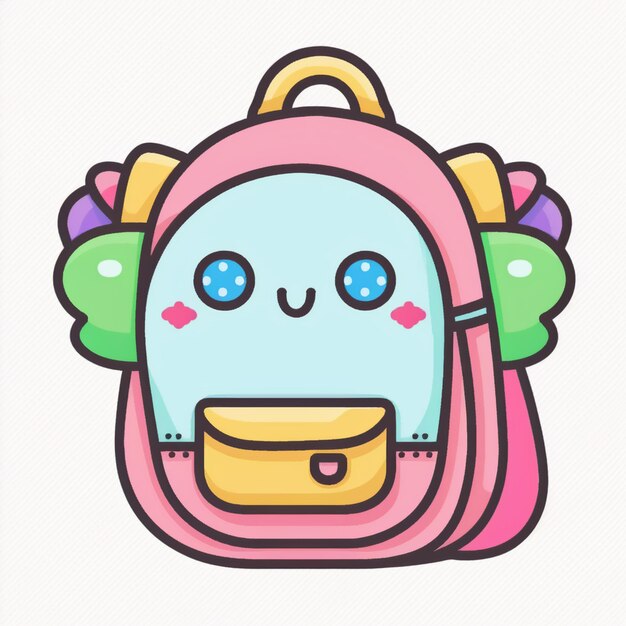 Photo there is a cartoon backpack with a face on it generative ai