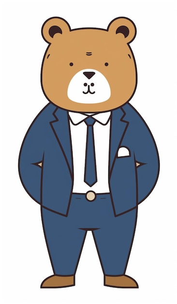 Photo there is a cartoon bear in a suit and tie generative ai