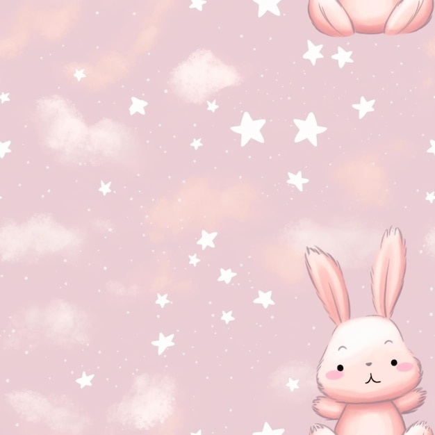 there is a cartoon bunny sitting on a cloud with stars generative ai