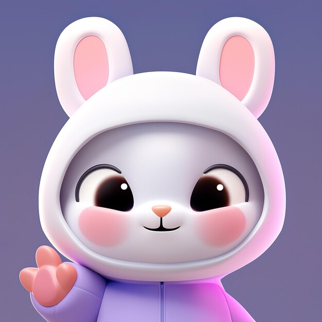 There is a cartoon bunny with a hood on and a heart in his hand generative ai